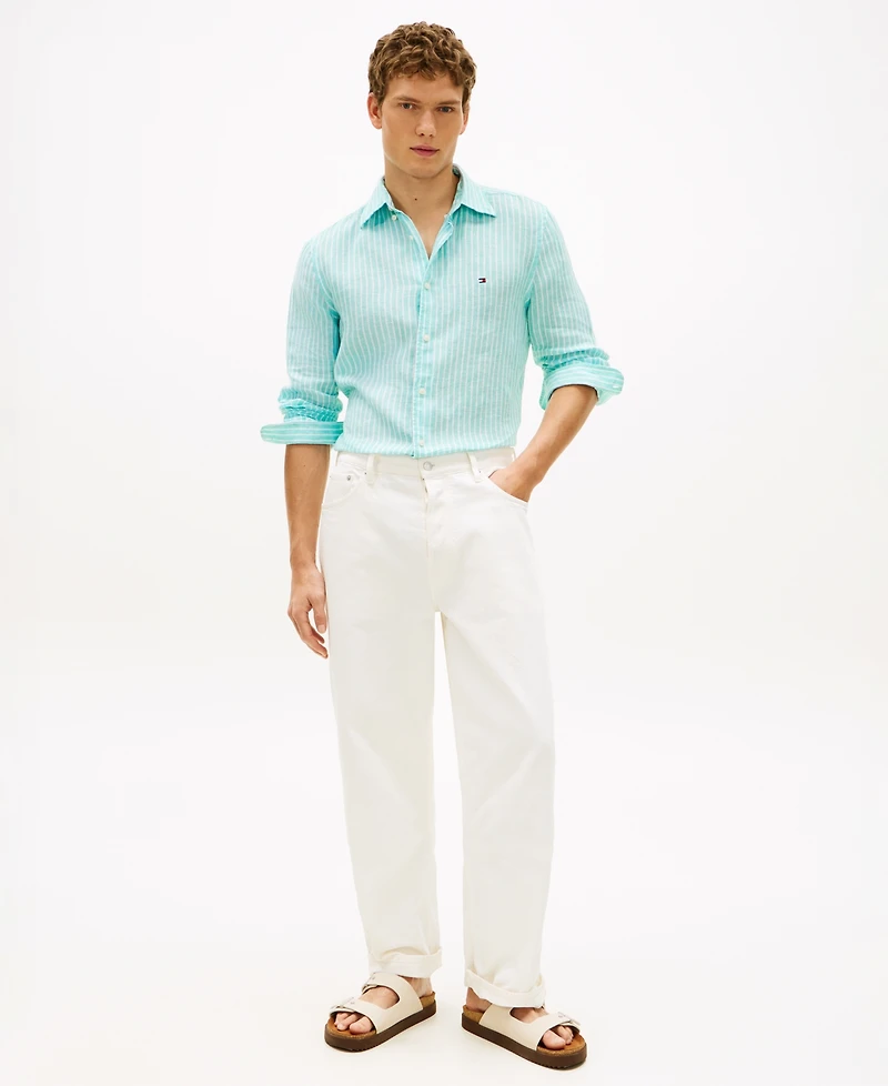 Tommy Hilfiger Men's 100% Linen Bengal Stripe Shirt