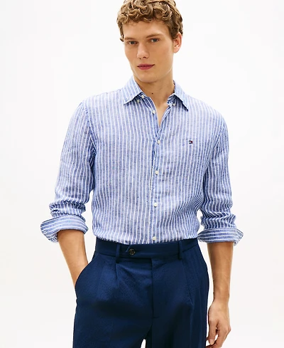 Tommy Hilfiger Men's 100% Linen Bengal Stripe Shirt