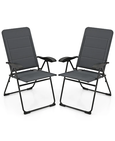 Gymax 2PCS Patio Folding Chairs Back Adjustable Reclining Padded Garden Furniture