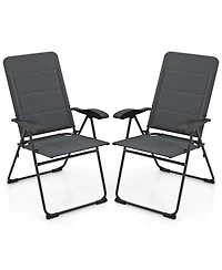 Gymax 2PCS Patio Folding Chairs Back Adjustable Reclining Padded Garden Furniture