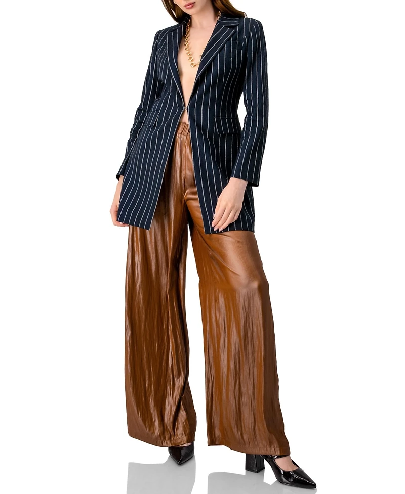 Ivonne Women's Striped Blazer with Patch Pockets