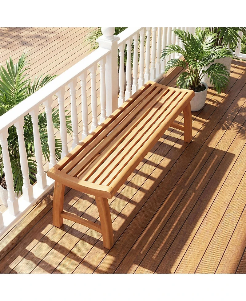 Gymax 2 Person 800 Lb Capacity Contoured Slatted Patio Garden Dining Bench