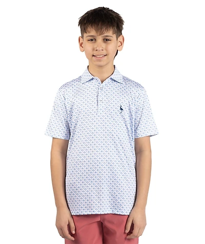 TailorByrd Boys Carts and Byrds Printed Performance Polo