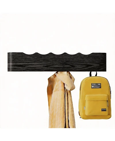 Yigii Solid Wood Wall Rack with Hooks for Coats, Hats, Bags, Towels - Decorative & Storage