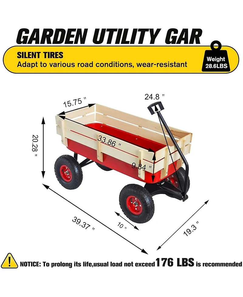 Rainsken Heavy Duty Rolling Garden Wagon