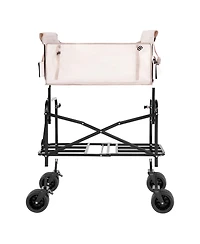 Rainsken Foldable Wagon Cart, Converts to Bench, 550lb Load & 220L Heavy Duty Beach Wagon with Wheels for Groceries, Camping and Shopping