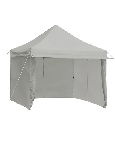 Mecale 10x10 ft Pop-Up Gazebo with 4 Adjustable Heights & Folding Awning