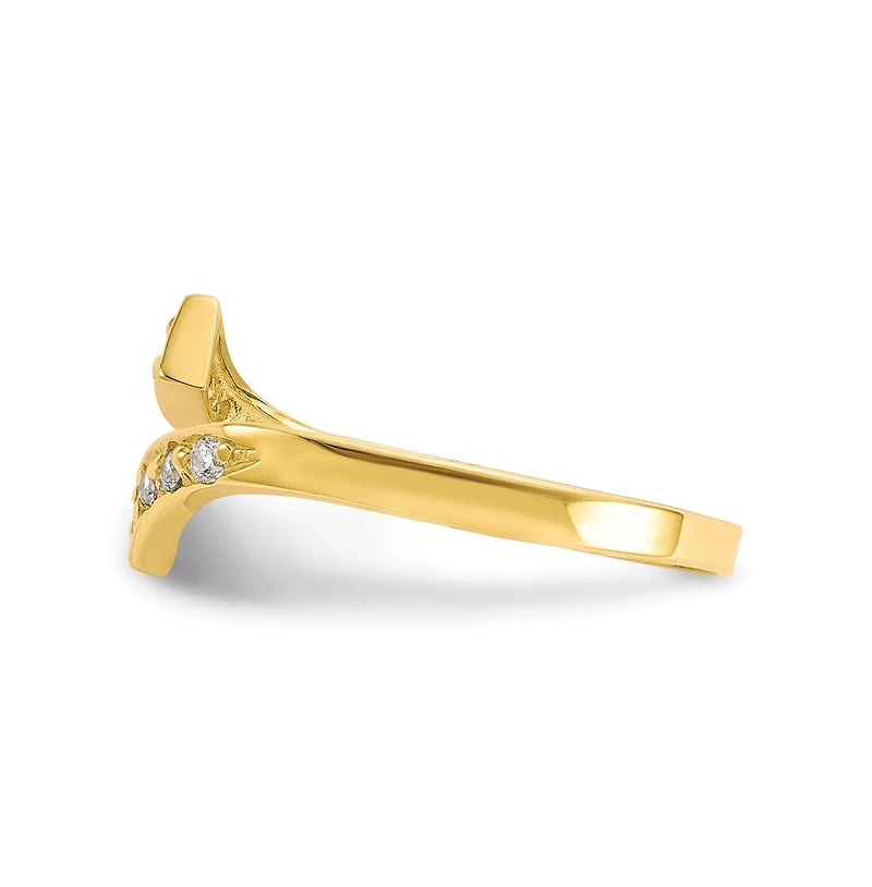 Curata Jewelry Solid 10K Gold Cubic Zirconia Adjustable Bypass Toe Ring