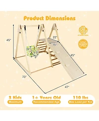 Mecale 4-in-1 Indoor Jungle Gym with Baby Swing and Climbing Ramp for Toddlers