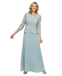 Alex Evenings Petite Soutache-Bodice Gown & Jacket