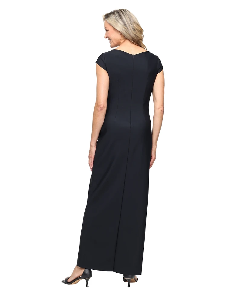 Alex Evenings Petite Pleated Side-Embellished Gown