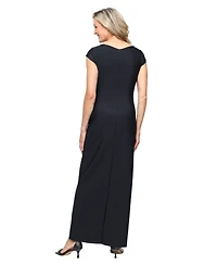 Alex Evenings Petite Pleated Side-Embellished Gown