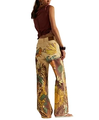 Free People Women's Printed Straight-Leg Jeans