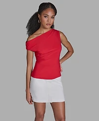 Bcbg Women's Sleeveless Ruched Boat Neck Top