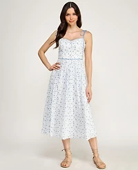 Seni & Cade Women's Floral Sweetheart Neck Midi Dress