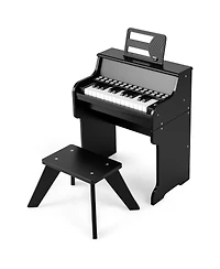Mecale 25-Key Kids Piano Keyboard with Stool, Mini Digital Wooden Toy, Adjustable Speed & Volume