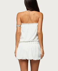 Edikted Women's Layton Studded Strapless Bubble Mini Dress