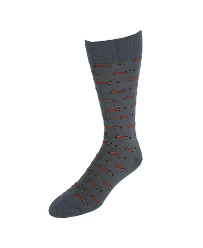 Trafalgar Men's The Hunt Is On Mid-Calf Fox Noevlty Pima Cotton Dress Sock (1 Pair)