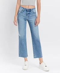 Flying Monkey Women's High Rise Distressed Ankle Straight Jeans