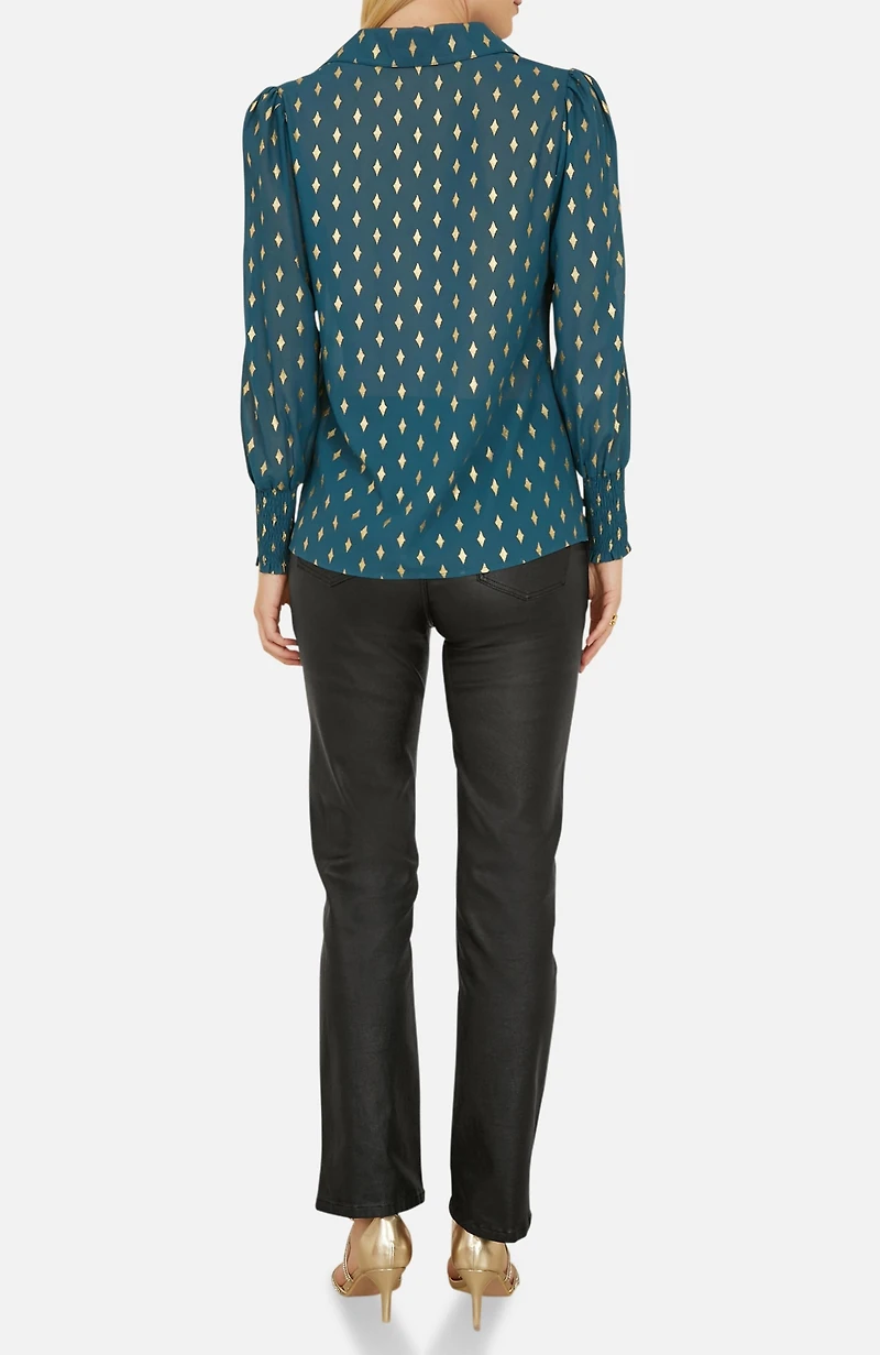 Yumi Women's Diamond Foil Print Blouse