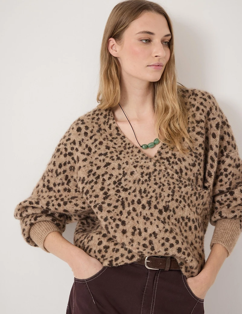 Hush Women's Betty Wool Blend Patterned Wrap Jumper