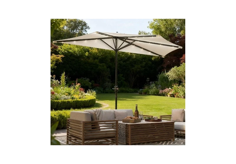 Clihome Small Vented Half Patio Umbrella,Half Outdoor Umbrella,with Crank 8 Ribs for