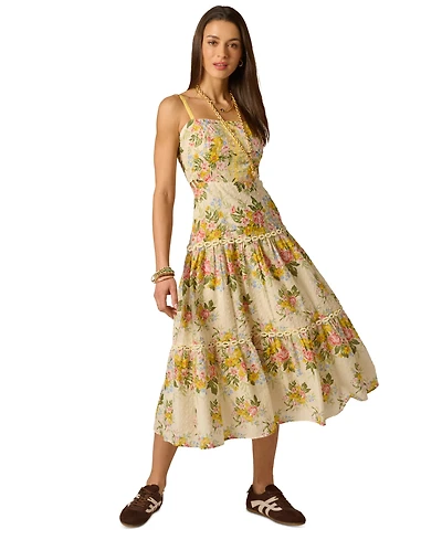 Adrianna Women's Printed Square Neck Midi Dress