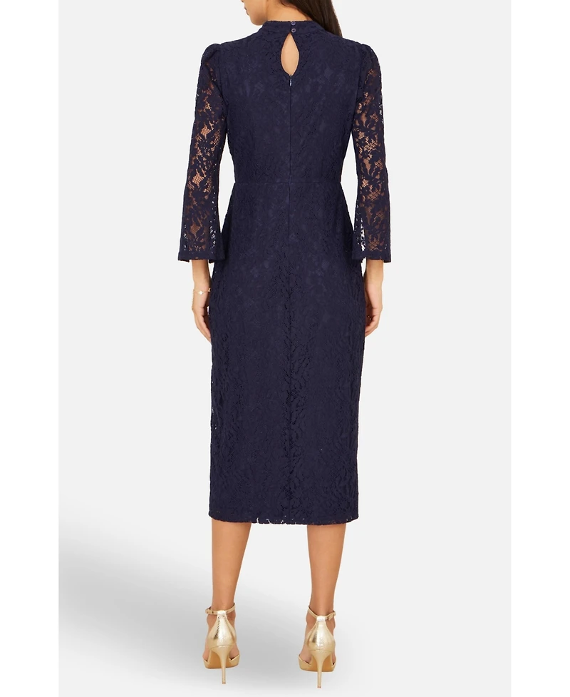 Yumi Women's Lace Fitted Midi Dress