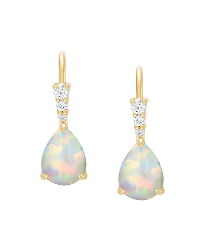 Macy's Created Opal (9/10 ct. t.w.) & Created White Sapphire (1/8 ct. t.w.) Earrings in 14k Yellow Gold-Plated Sterling Silver