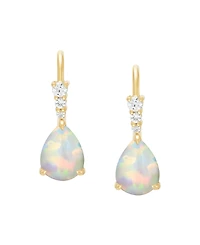Macy's Created Opal (9/10 ct. t.w.) & Created White Sapphire (1/8 ct. t.w.) Earrings in 14k Yellow Gold-Plated Sterling Silver