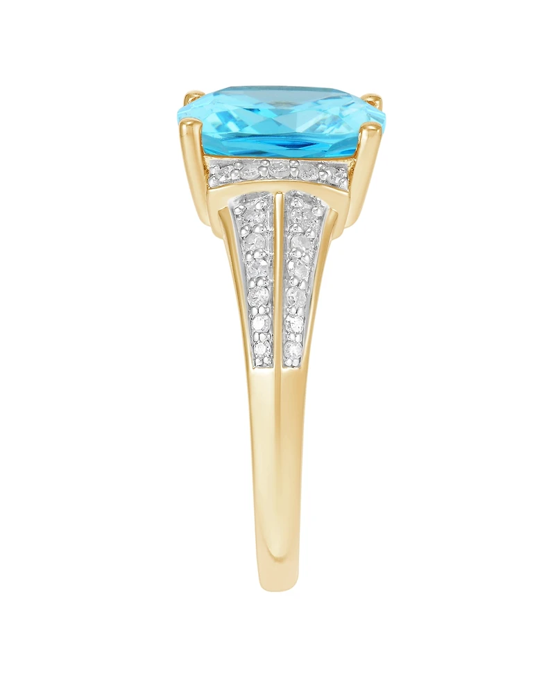 Macy's Swiss Blue Topaz (3-5/8 ct. t.w.) & Diamond (1/5 Ring 14k Yellow Gold-Plated Sterling Silver (Also Available Amethyst)