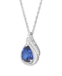Macy's Created Sapphire (2-1/10 ct. t.w.) & Created White Sapphire (1/5 ct. t.w.) Pendant Necklace in Sterling Silver