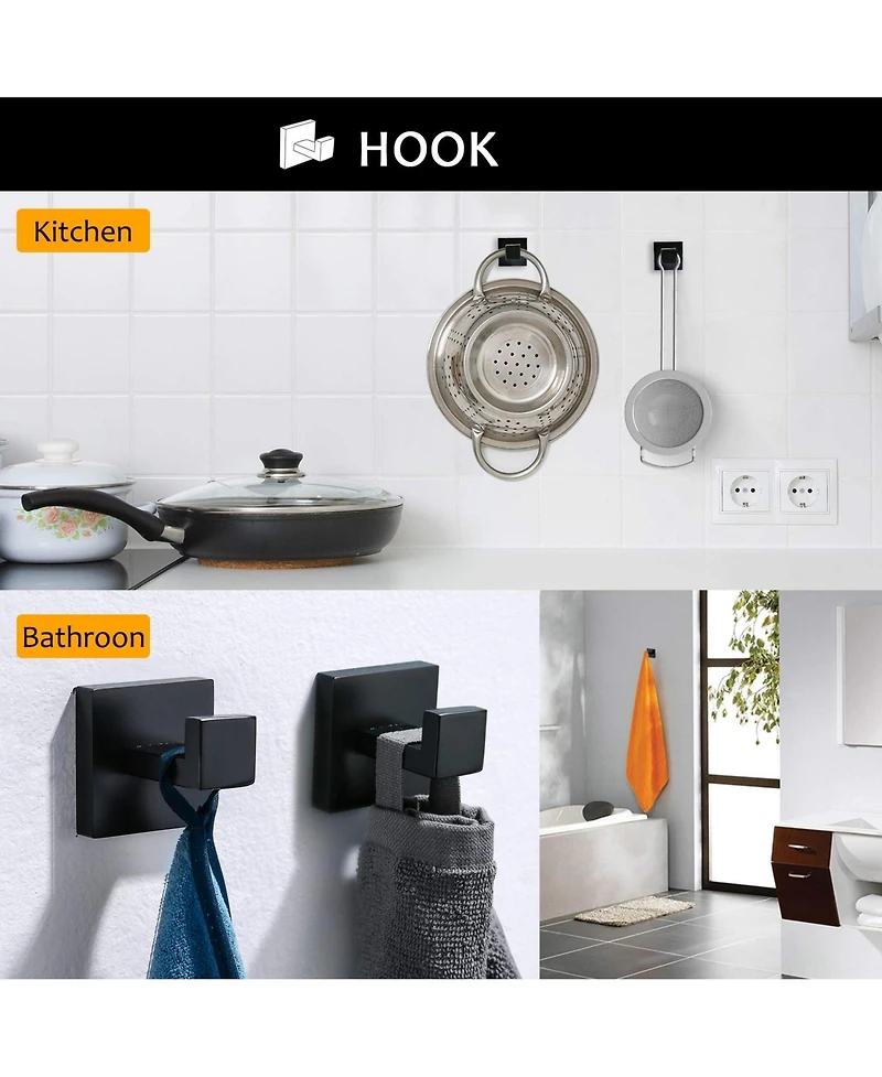 Rainsken 5 Pieces Bathroom Hardware Set, Towel Bar, Towel Holder, Toilet Paper Holder and Towel Hook, Stainless Steel Bath Accessories Kit