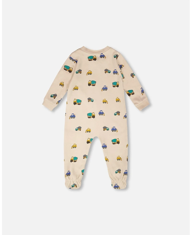 Deux par Baby Boys Cotton One-Piece Pyjama Truck Print