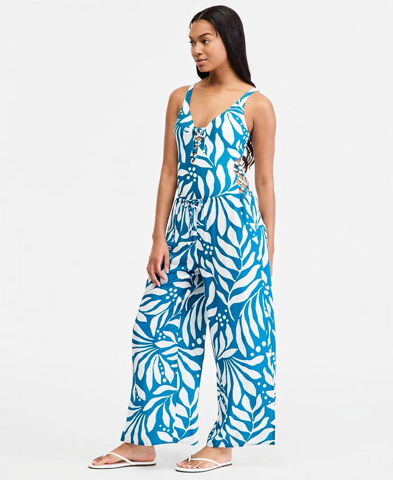 Bar Iii Women's Catch The Wave Lace-Up One-Piece Swimsuit, Macy's Exclusive