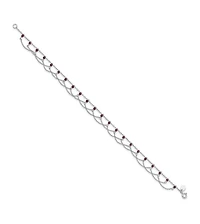 Curata Jewelry 925 Sterling Silver 10 Inch Rhodolite Garnet Beaded Draped Anklet