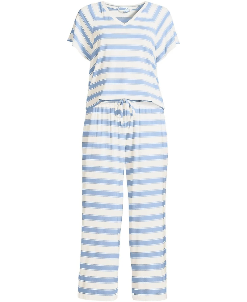 Lands' End Plus Cooling Pajama Set - Short Sleeve Top and Crop Pants