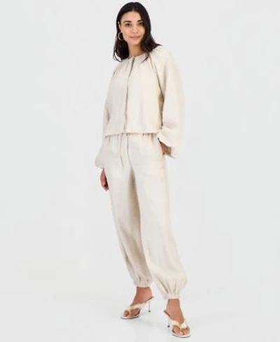 I.N.C. International Concepts Petite Linen Blend Puff Sleeve Jacket Pull On Pants Macys Exclusive