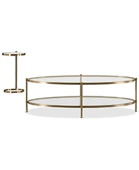 Isla 2-Pc. Glass Oval Coffee Table and Chairside Table Set
