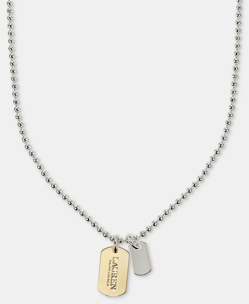 Lauren Ralph Lauren Two-Tone Logo Charm Pendant Necklace