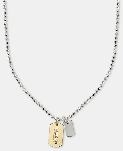 Lauren Ralph Lauren Two-Tone Logo Charm Pendant Necklace