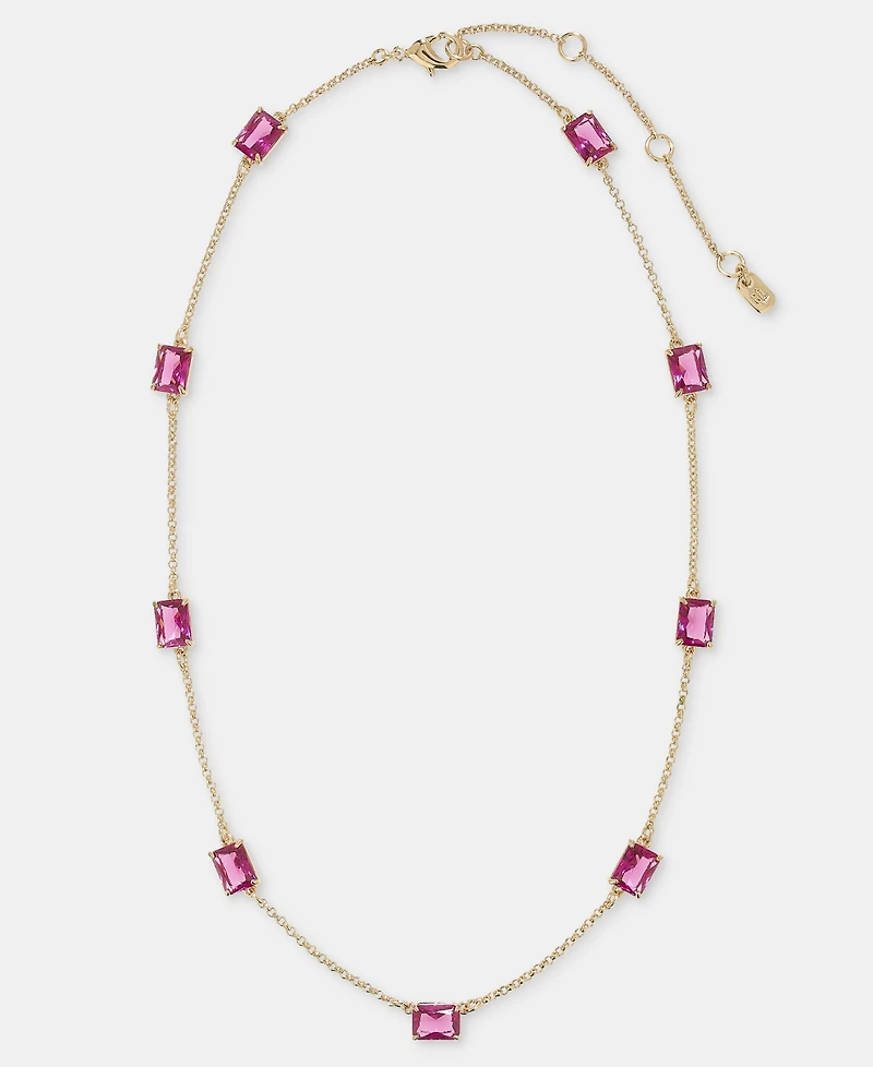 Lauren Ralph Lauren Gold-Tone Fuchsia Station Collar Necklace