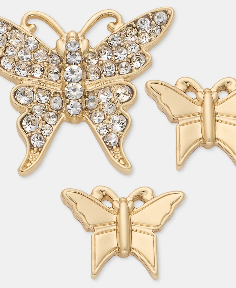 Lauren Ralph Lauren Gold-Tone Boxed Crystal Butterfly Pins, Set of 3
