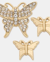 Lauren Ralph Lauren Gold-Tone Boxed Crystal Butterfly Pins, Set of 3