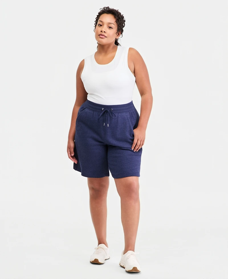 Id Ideology Plus Size Cotton-Blend Pull-On Bermuda Shorts, Exclusively at Macy's