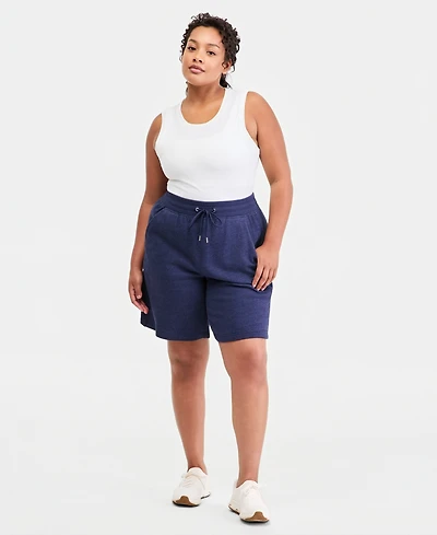 Id Ideology Plus Size Cotton-Blend Pull-On Bermuda Shorts, Exclusively at Macy's
