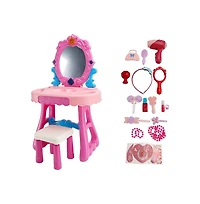 Bruce & Shark Toddler Vanity Set, Light-Up Mirror with Music, Stool & 29 Pretend Play Accessories