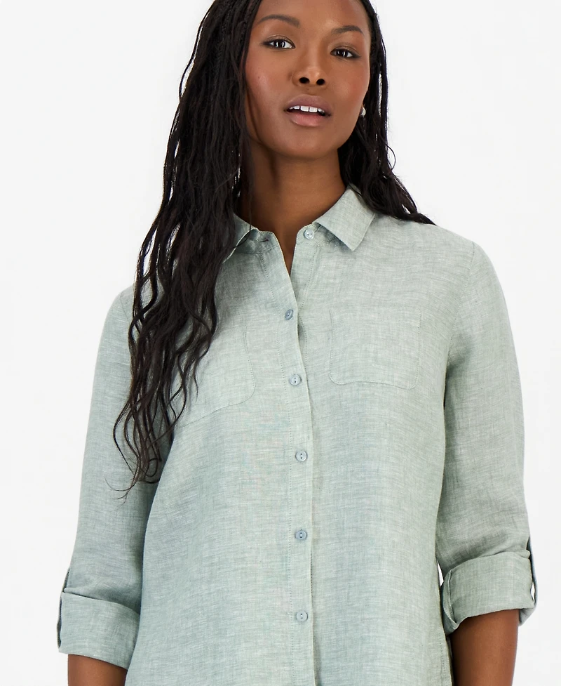 Charter Club Petite 100% Linen Button-Front Shirt, Created for Macy's