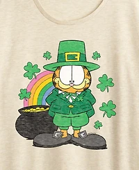 Hybrid Apparel Plus Garfield St. Patrick's Day Rainbow Shamrocks Crewneck T-Shirt