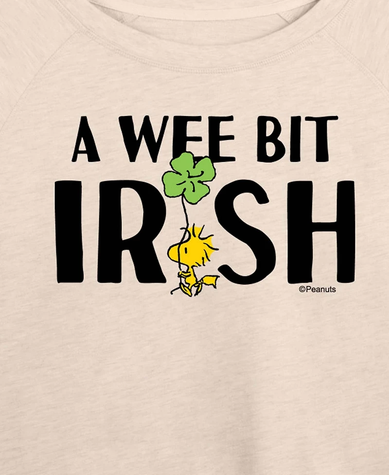 Hybrid Apparel Plus Peanuts A Wee Bit Irish Woodstock St. Patrick's Day French Terry Graphic Crewneck T-Shirt